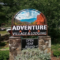 Adventure Village & Lodging welcome sign